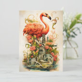 Vintage natürliche Blume Flamingos Paradies Feiertagskarte (Stehend Vorderseite)
