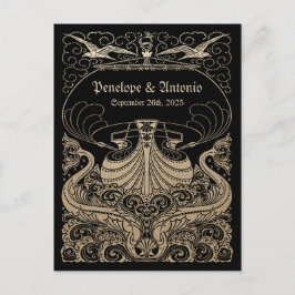 Vintage Nautic Gold Foil Wedding Save the Date Ankündigungspostkarte