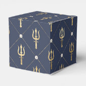 Vintage Nautic Navy Blue and Gold Trident Geschenkschachtel (Rückseite)