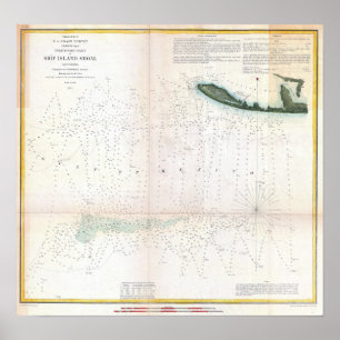Vintage Nautic Ship Island Shoal Louisiana Poster