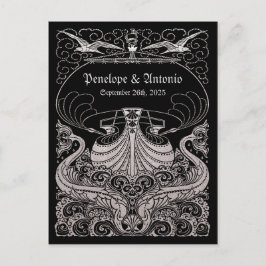 Vintage Nautic Silver Foil Wedding Save the Date Ankündigungspostkarte