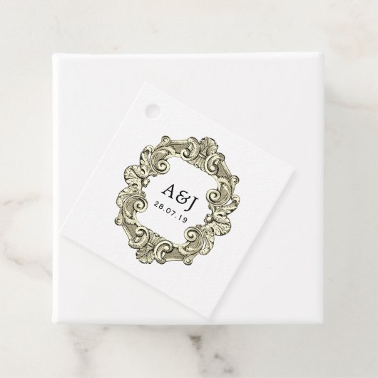 Vintage Nautic Wedding Monogram Geschenkanhänger (Beispiel)