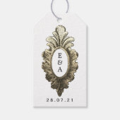 Vintage Nautic Wedding Monogram Geschenkanhänger (Vorderseite)