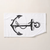 Vintage Nautical Anchor Illustration Handtuch (Handtuch)