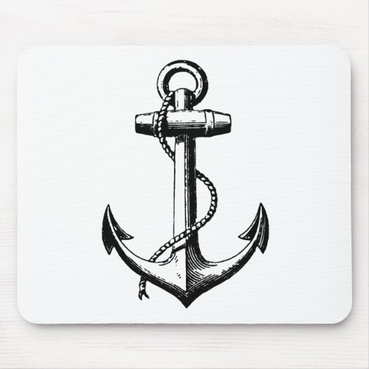 Vintage Nautical Anchor Illustration Mousepad (Vorne)