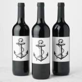 Vintage Nautical Anchor Illustration Weinetikett (Flaschen)