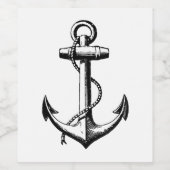Vintage Nautical Anchor Illustration Weinetikett (Einzelnes Label)