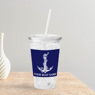 Vintage Nautical Anchor Rope Boat Name Acryltrinkbecher