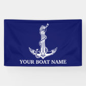 Vintage Nautical Anchor Rope Boat Name Banner (Horizontal)