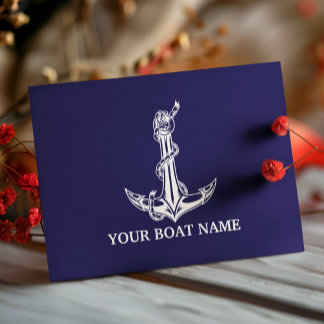 Vintage Nautical Anchor Rope Boat Name Feiertagspostkarte