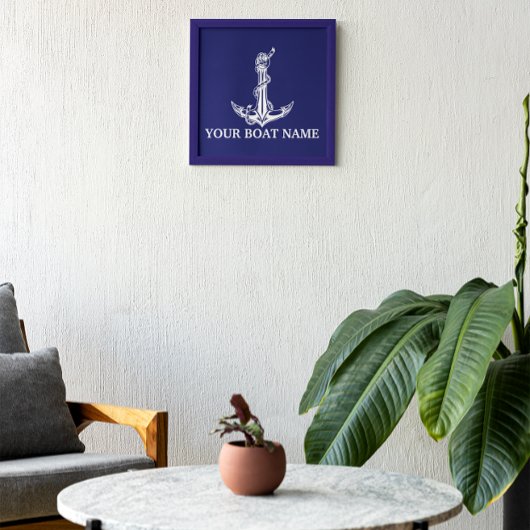 Vintage Nautical Anchor Rope Boat Name Fotodruck