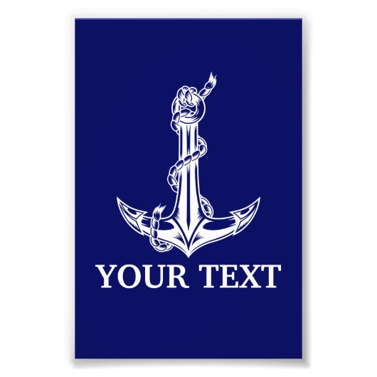 Vintage Nautical Anchor Rope Boat Name Fotodruck (Vorne)