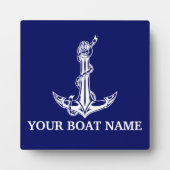 Vintage Nautical Anchor Rope Boat Name Fotoplatte (Vorderseite)