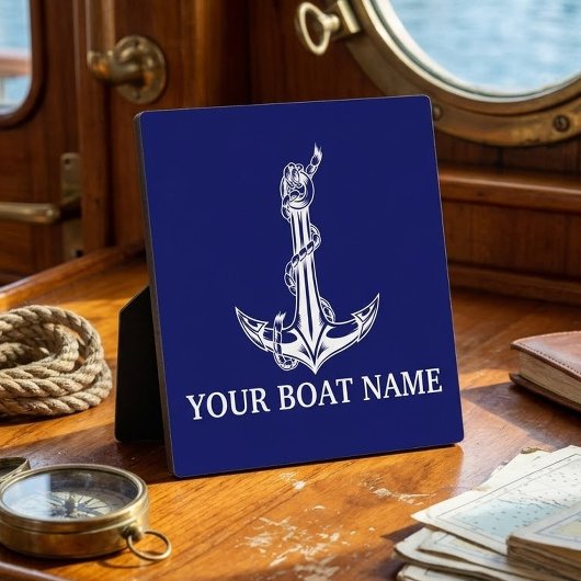 Vintage Nautical Anchor Rope Boat Name Fotoplatte