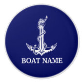 Vintage Nautical Anchor Rope Boat Name Keramikknauf (Vorderseite)