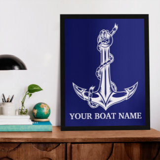 Vintage Nautical Anchor Rope Boat Name Poster