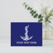 Vintage Nautical Anchor Rope Boat Name Postkarte (Stehend Vorderseite)