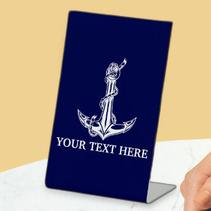 Vintage Nautical Anchor Rope Boat Name Sockelschild