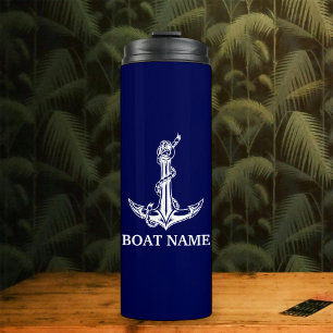 Vintage Nautical Anchor Rope Boat Name Thermosbecher