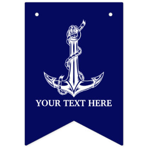 Vintage Nautical Anchor Rope Boat Name Wimpelkette