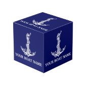 Vintage Nautical Anchor Rope Boat Name Würfel (Vorderseite Schrägansicht)