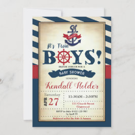 Vintage Nautical Baby Shower Ahoy Es sind zwei Jun Einladung