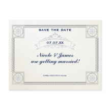 Vintage Nautical Beach Wedding Save the Date Card