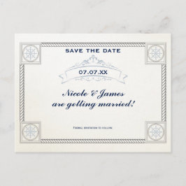 Vintage Nautical Beach Wedding Save the Date Card Ankündigungspostkarte