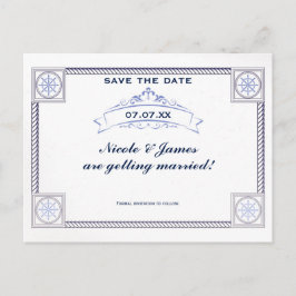 Vintage Nautical Beach Wedding Save the Date Card Ankündigungspostkarte