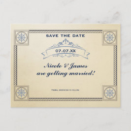 Vintage Nautical Beach Wedding Save the Date Card Ankündigungspostkarte