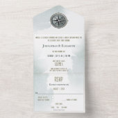 Vintage Nautical Compass-Hochzeit All In One Einladung (Innen Boden)