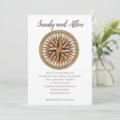 Vintage Nautical Compass-Hochzeit Einladung (Stehend Vorderseite)