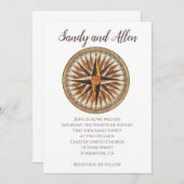 Vintage Nautical Compass-Hochzeit Einladung (Vorne/Hinten)