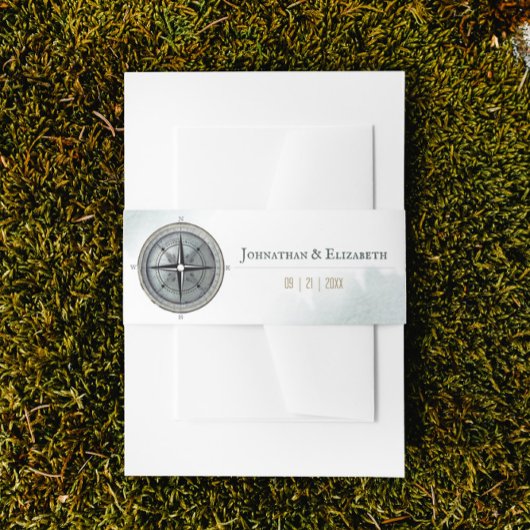 Vintage Nautical Compass-Hochzeit Einladungsbanderole
