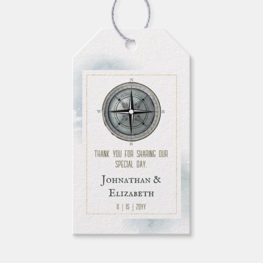 Vintage Nautical Compass-Hochzeit Geschenkanhänger (Vorderseite)