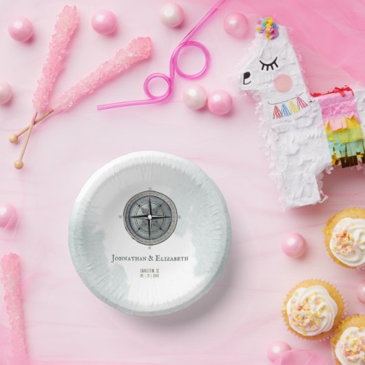 Vintage Nautical Compass-Hochzeit Pappteller (Party)