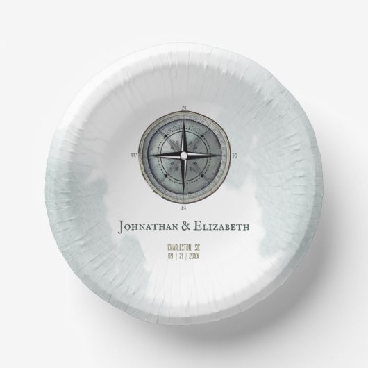 Vintage Nautical Compass-Hochzeit Pappteller (Vorderseite)
