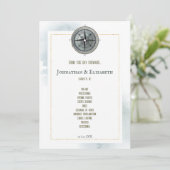 Vintage Nautical Compass-Hochzeit Programm (Stehend Vorderseite)