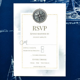 Vintage Nautical Compass-Hochzeit RSVP Karte