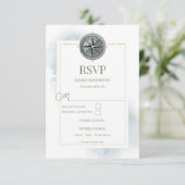 Vintage Nautical Compass-Hochzeit RSVP Karte (Stehend Vorderseite)