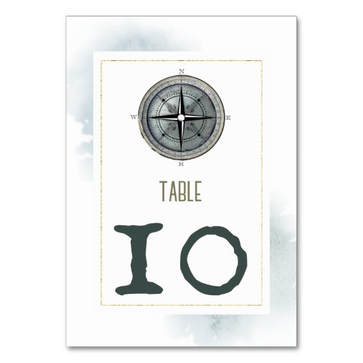 Vintage Nautical Compass-Hochzeit Tischnummer (Vorderseite)
