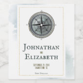Vintage Nautical Compass-Hochzeit Weinetikett (Einzelnes Label)