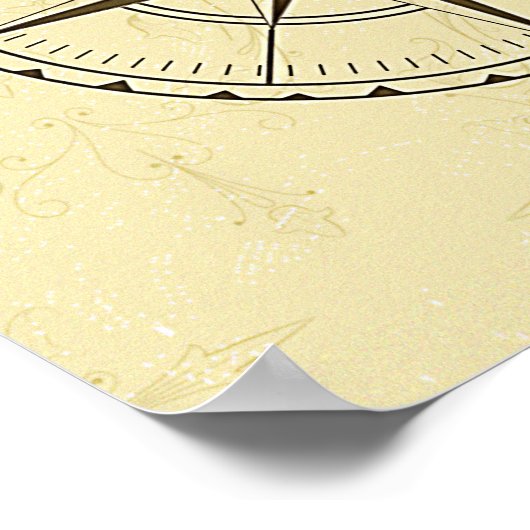 Vintage Nautical Compass Rose Elfenbeinküste Poster (Ecke)