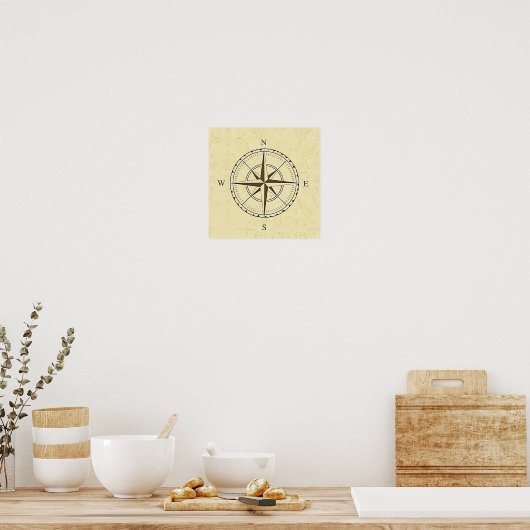 Vintage Nautical Compass Rose Elfenbeinküste Poster (Küche)