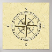 Vintage Nautical Compass Rose Elfenbeinküste Poster (Vorne)