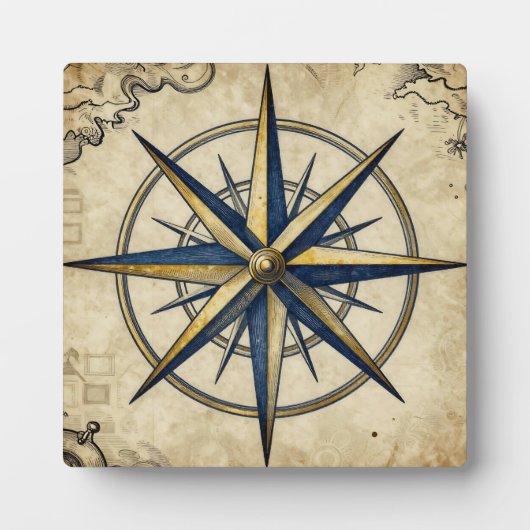 Vintage Nautical Compass Rose Fotoplatte (Vorderseite)
