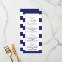 Vintage Nautical Gold Anchor, Navy & Gold Hochzeit Menükarte