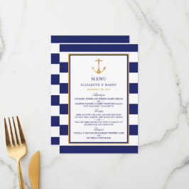Vintage Nautical Gold Anchor, Navy & Gold Hochzeit Menükarte