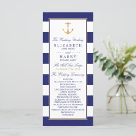 Vintage Nautical Gold Anchor, Navy & Gold Hochzeit Programm