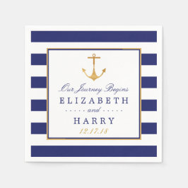 Vintage Nautical Gold Anchor, Navy & Gold Hochzeit Serviette